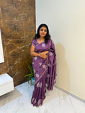 Mauve Purple Saree with Floral Embroidery