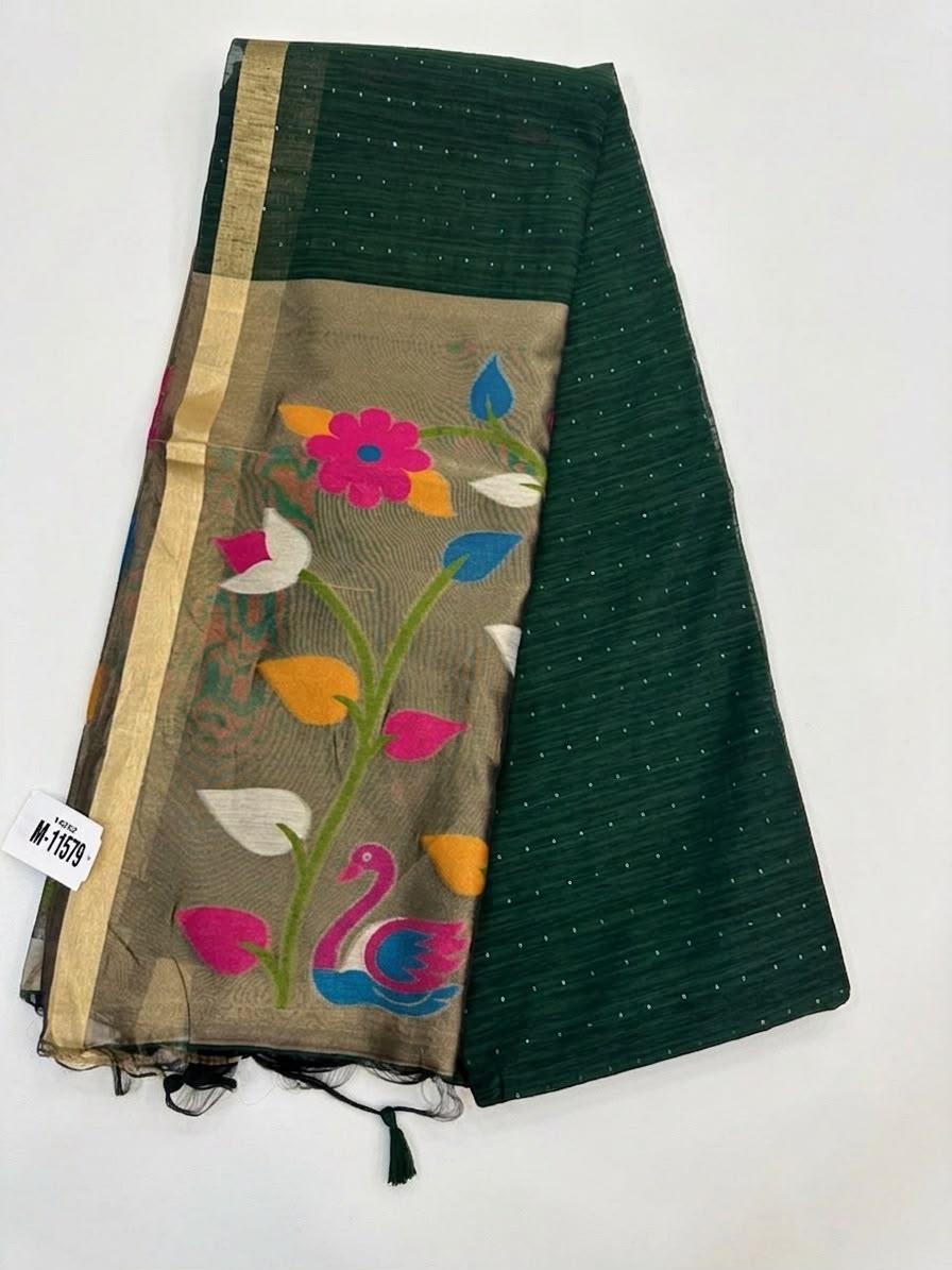 Jamdani Saree with Floral & Swan