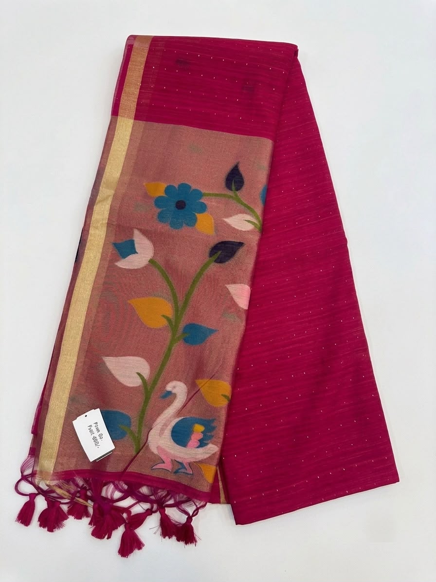 Jamdani Saree with Floral & Swan