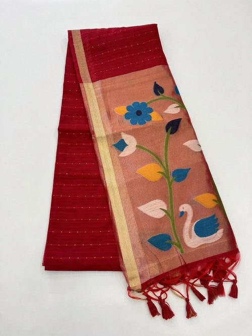 Jamdani Saree with Floral & Swan